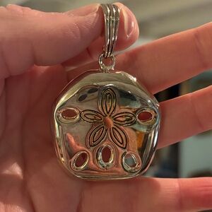 Silver Sand Dollar Floral Pendant Necklace